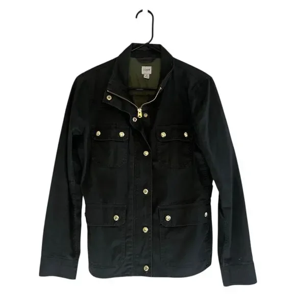 J.Crew Downtown Field Snap Zip Military Utility Jacket Dark Olive Green Size S - Picture 2 of 8